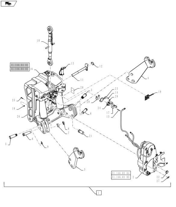 Cięgło dolne 84514135 steering linkage for New Holland  T6090 T6070 wheel tractor